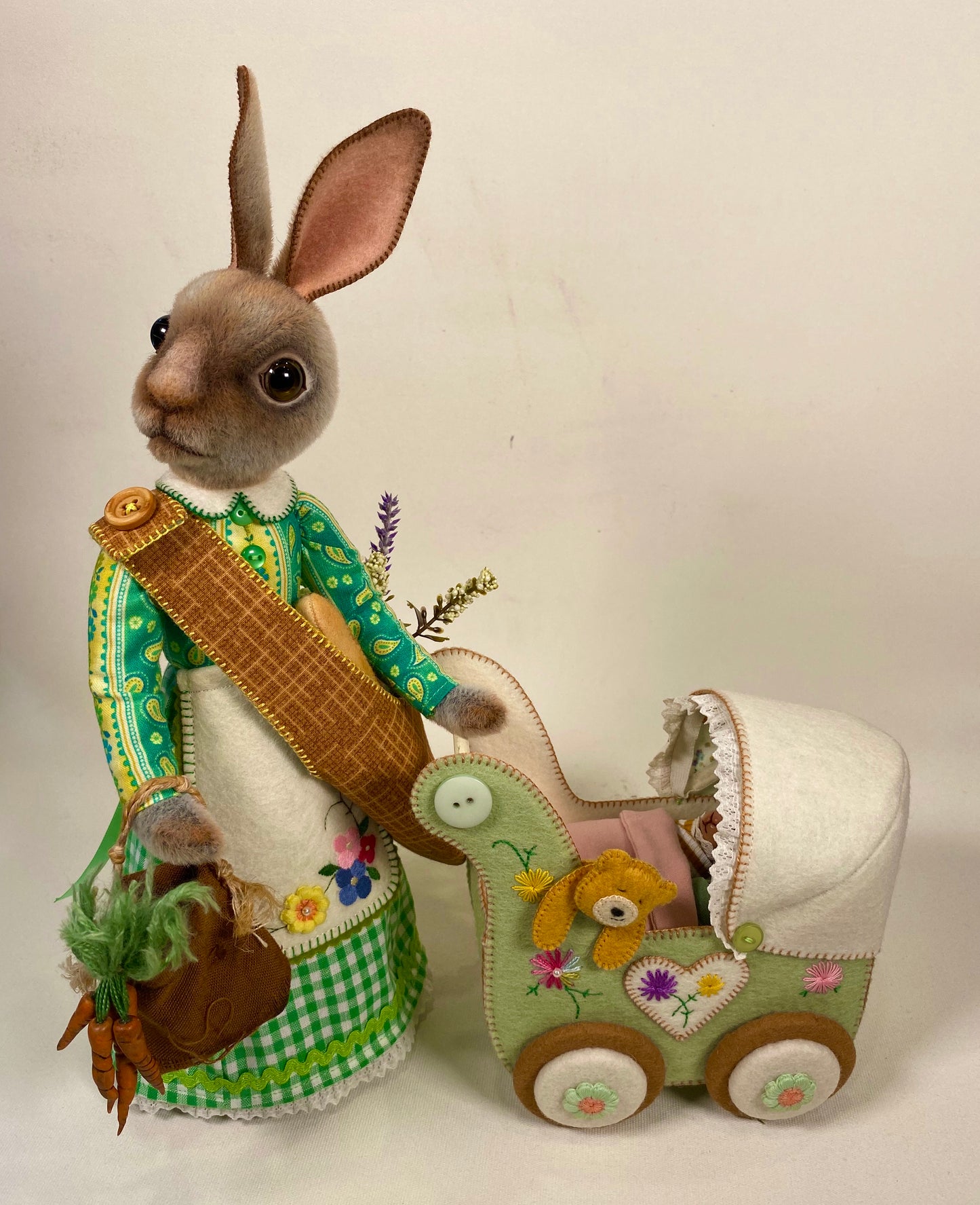 Mama Hare and Twin Babies with Pram  PDF Pattern   Mama Approx 35cm