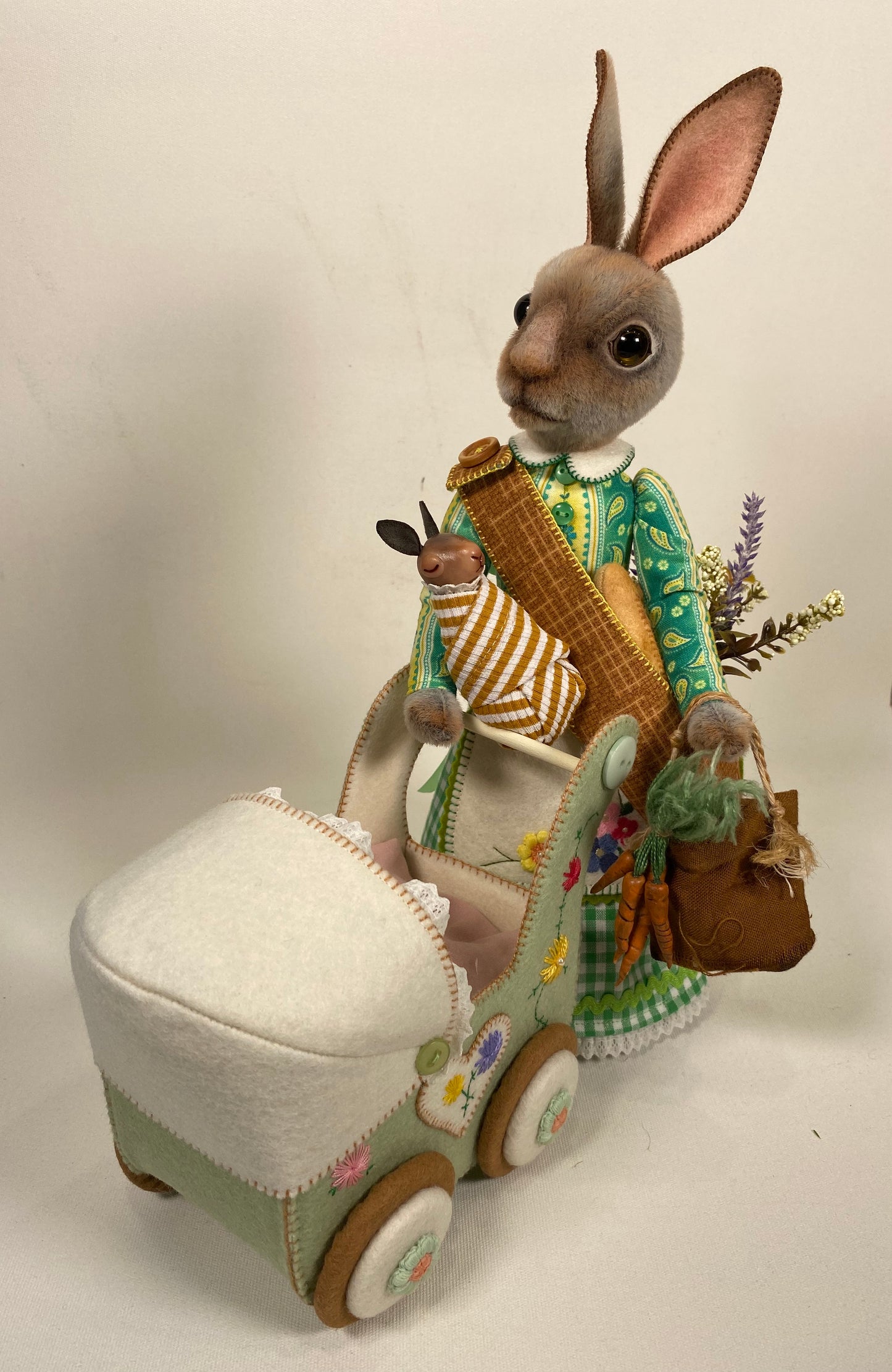 Mama Hare and Twin Babies with Pram  PDF Pattern   Mama Approx 35cm