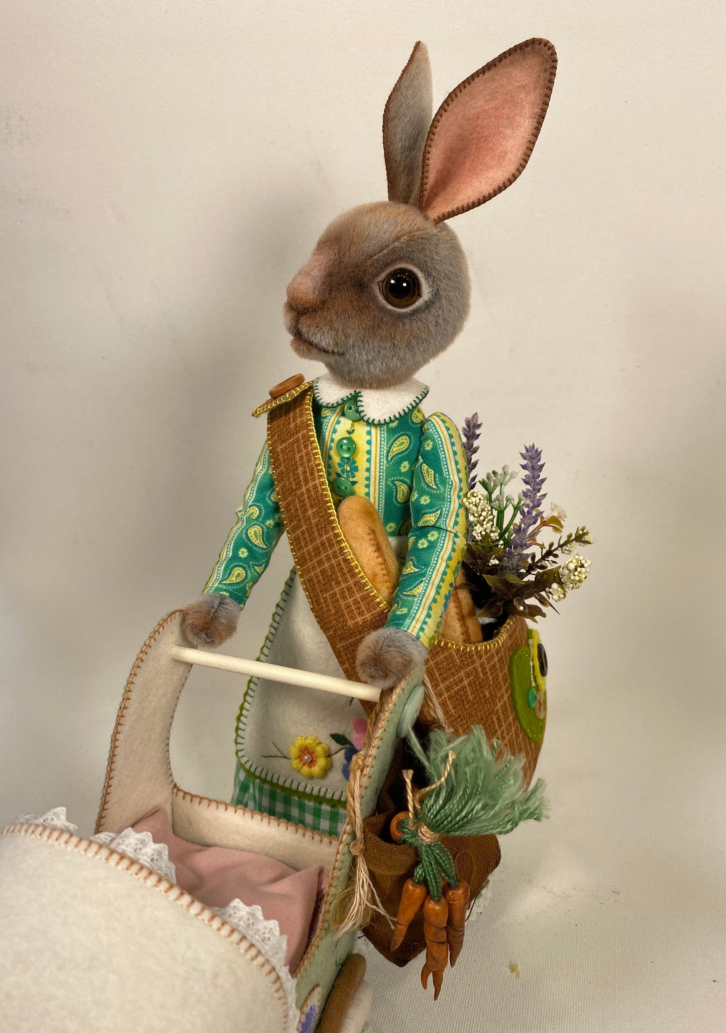 Mama Hare and Twin Babies with Pram  PDF Pattern   Mama Approx 35cm
