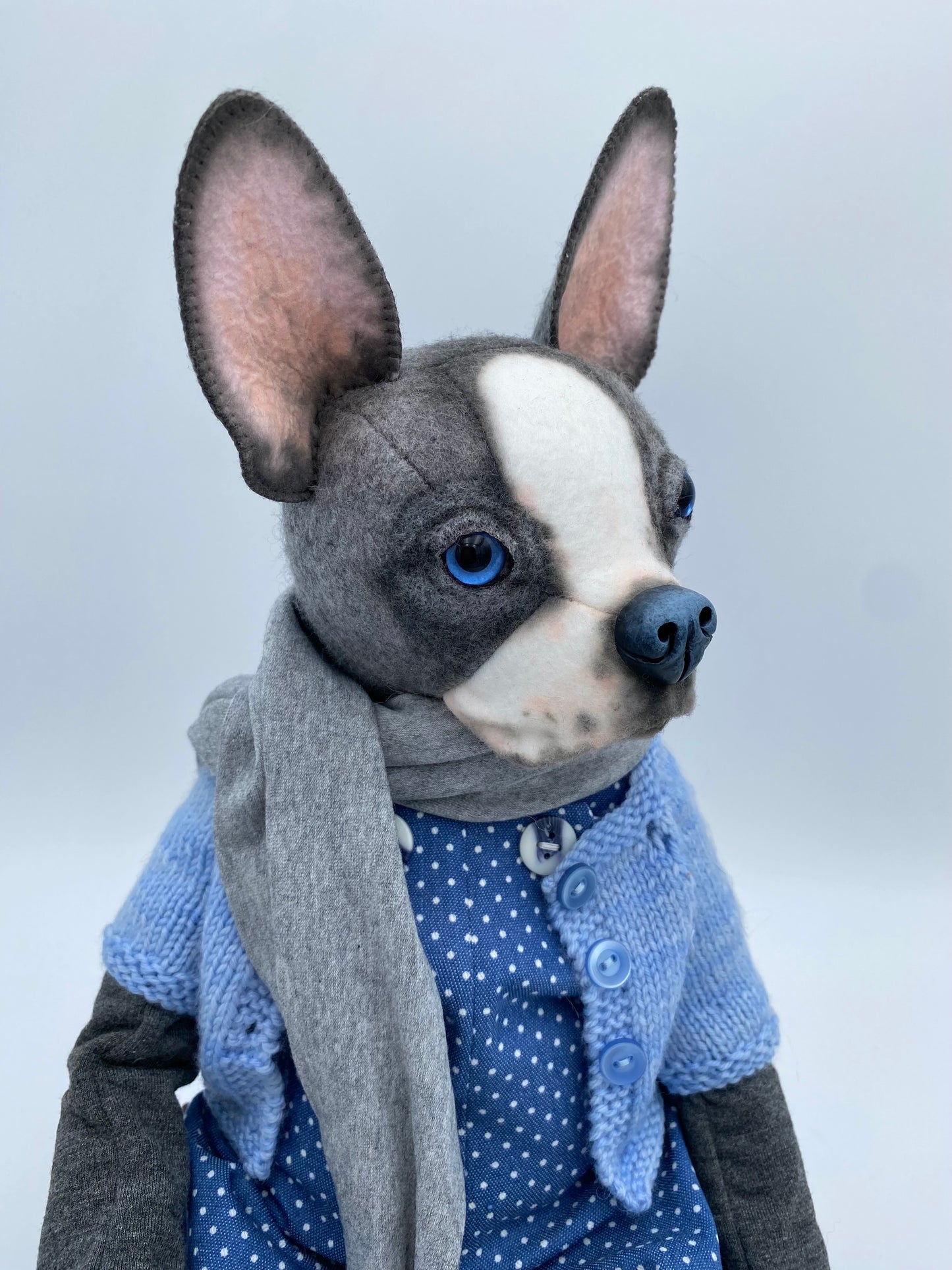 Boston Terrier Art Doll  PDF Pattern  Approx 28cm Seated