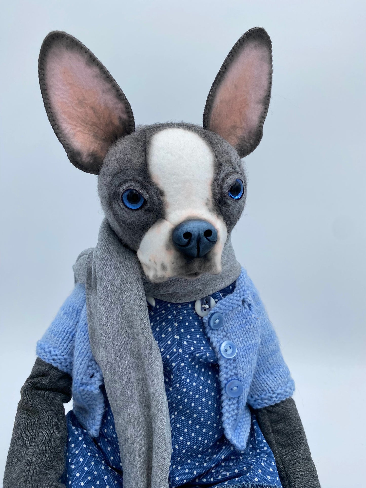 Boston Terrier Art Doll  PDF Pattern  Approx 28cm Seated