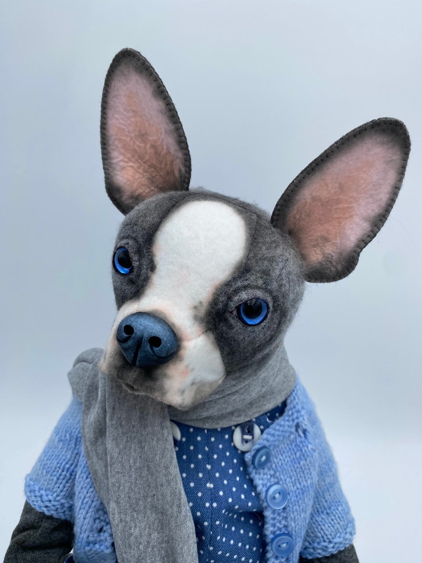 Boston Terrier Art Doll  PDF Pattern  Approx 28cm Seated