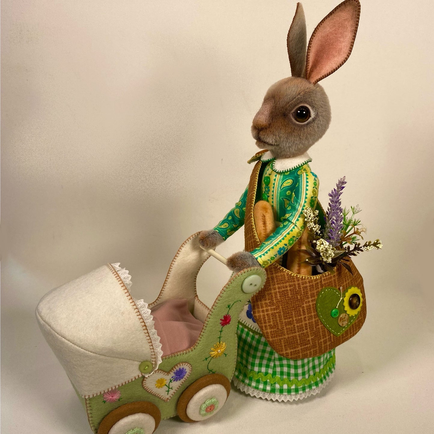 Mama Hare and Twin Babies with Pram  PDF Pattern   Mama Approx 35cm